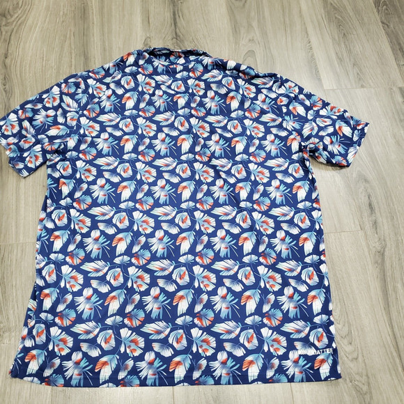 Ariat Tek Polo Shirt Mens Large Blue Fleather Print Performance Sport Western - Picture 2 of 9